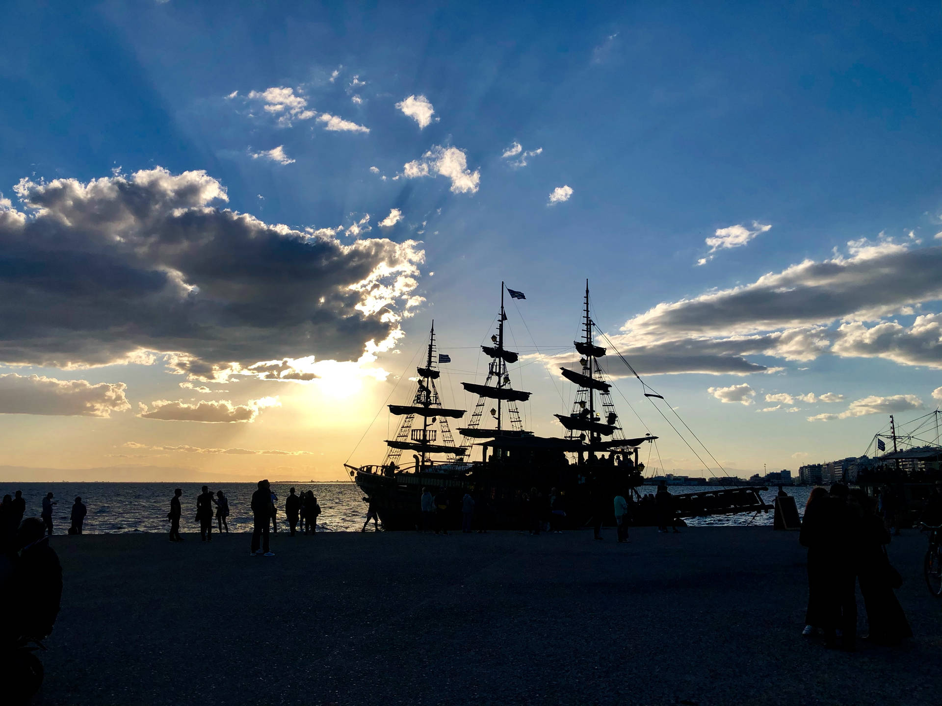 Pirate Ship Silhouette Photography Background