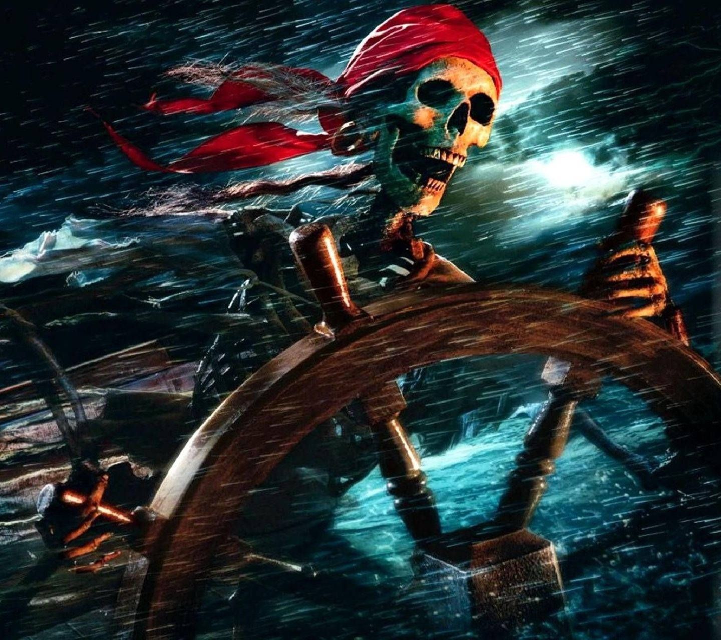 Pirate Skeleton In The Storm Background