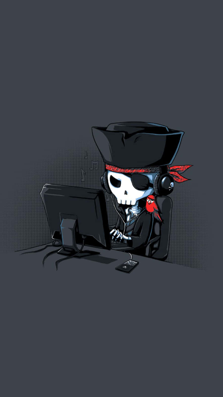 Pirate Skull Hackerat Computer