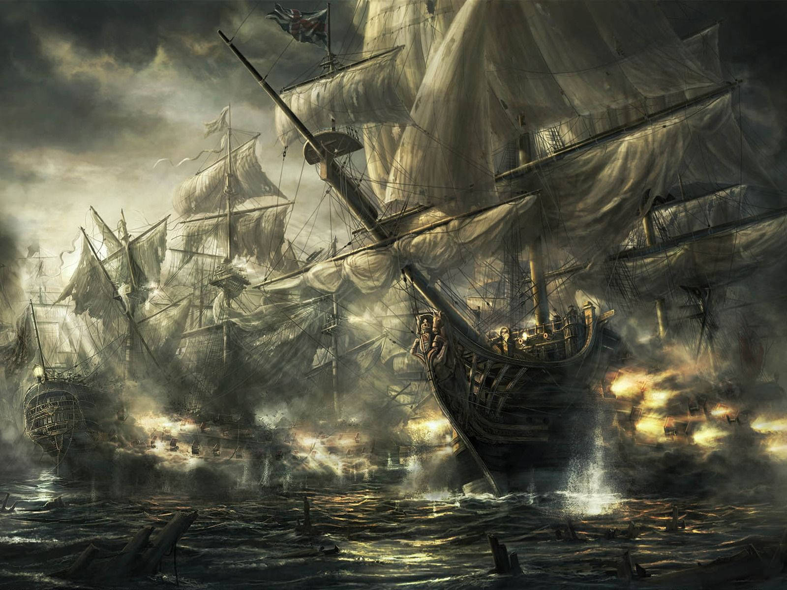 Pirate War Ships Background