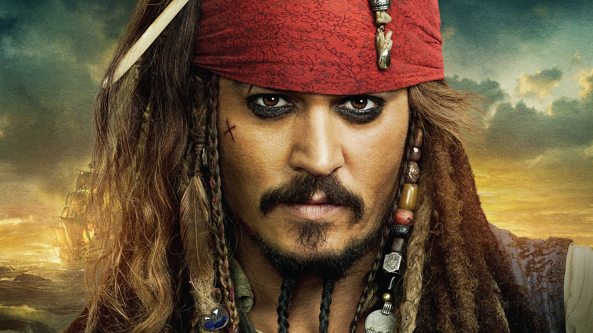 Pirates Of The Caribbean Captain Sparrow Headshot Background