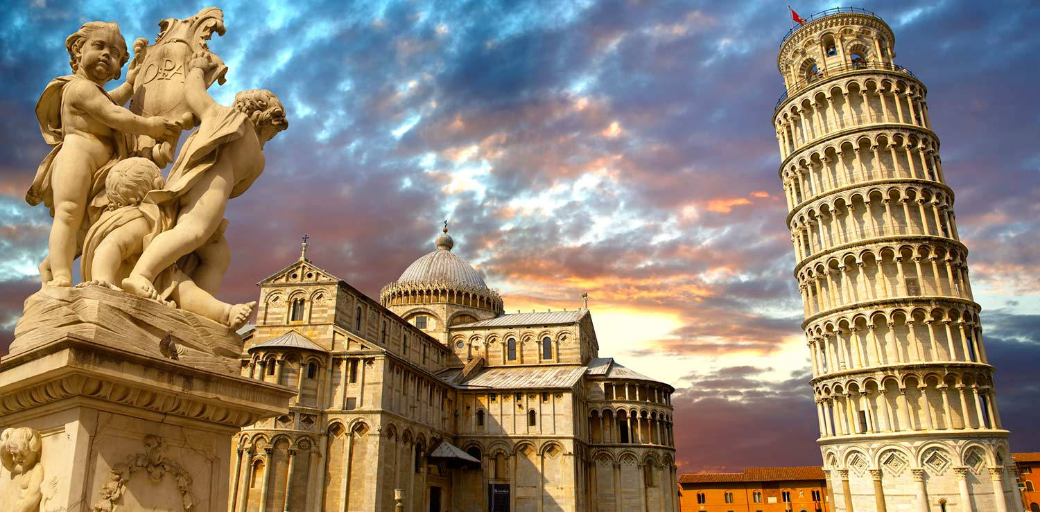 Pisa Leaning Tower Statue Background