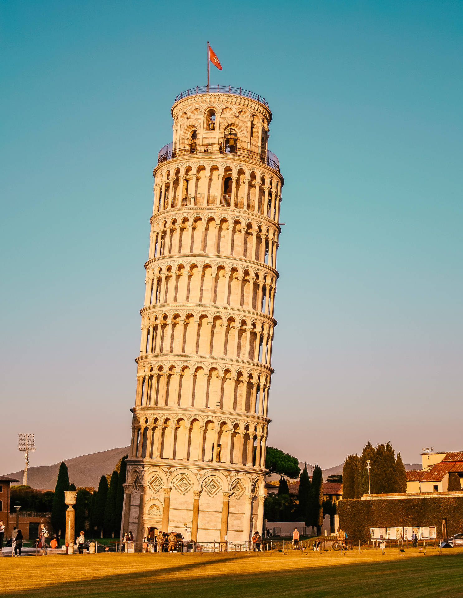 Pisa Tower Gold Light Background