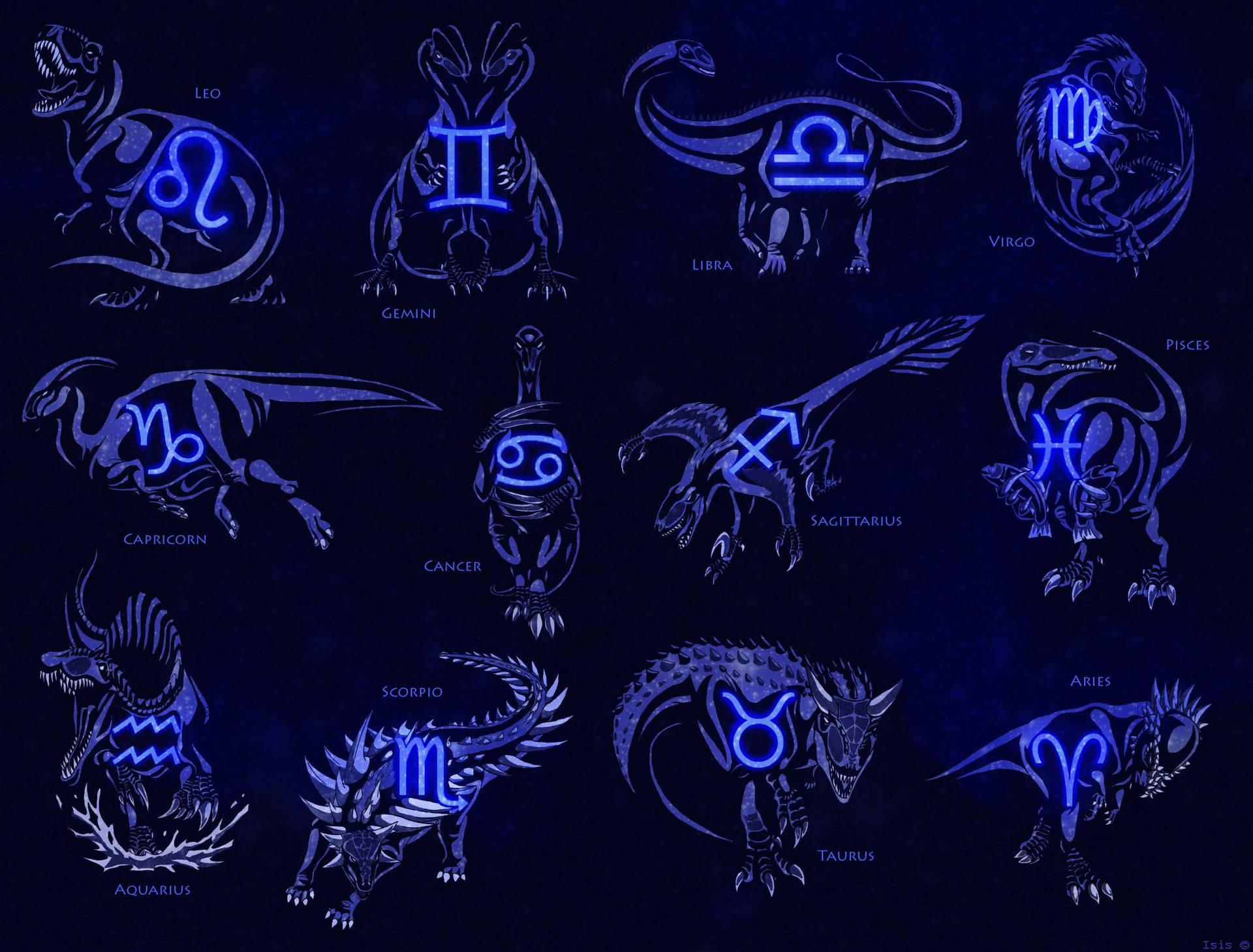 Pisces And Other Zodiac Symbols Background
