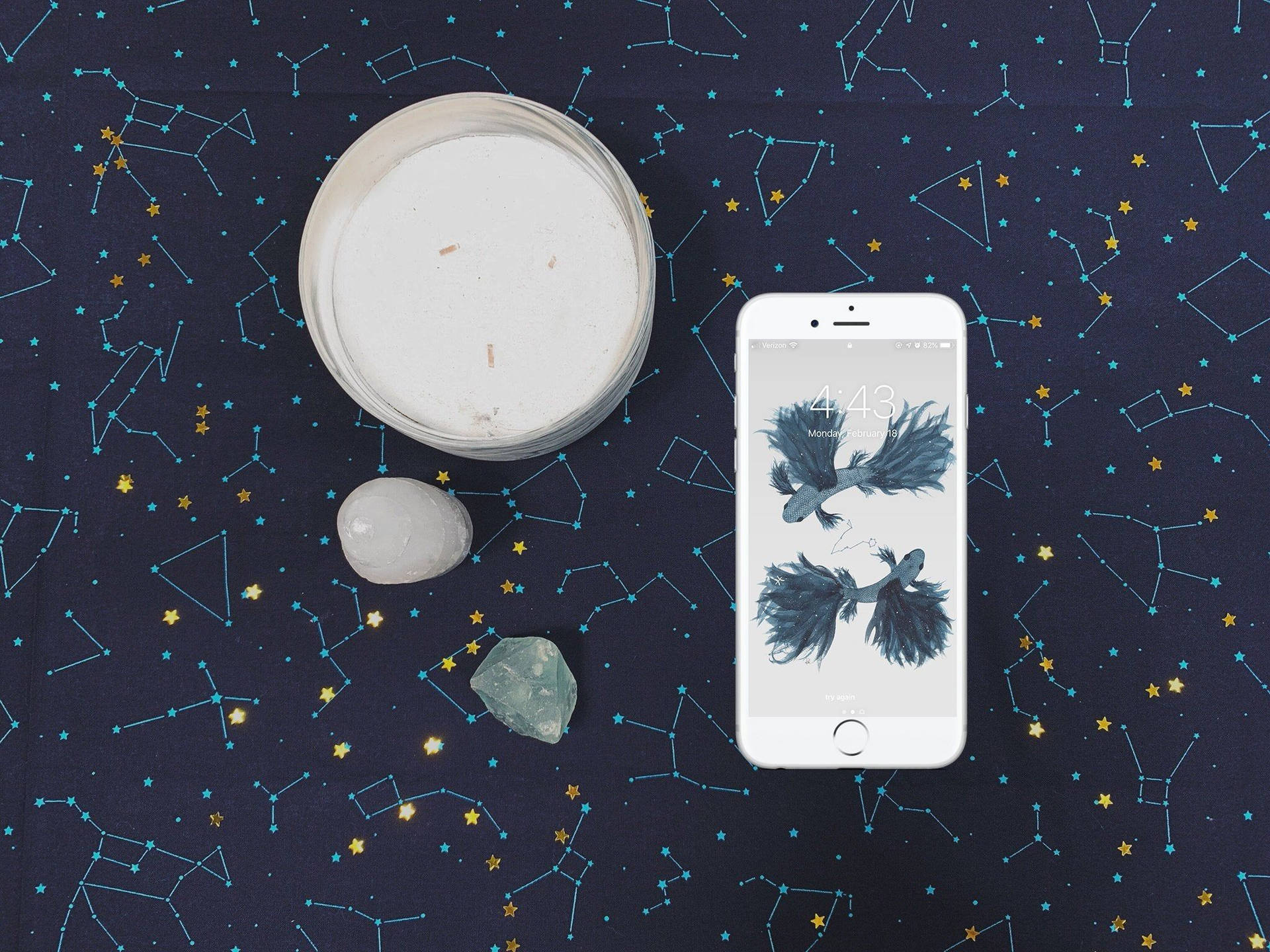 Pisces Phone And Stone Aesthetic Background