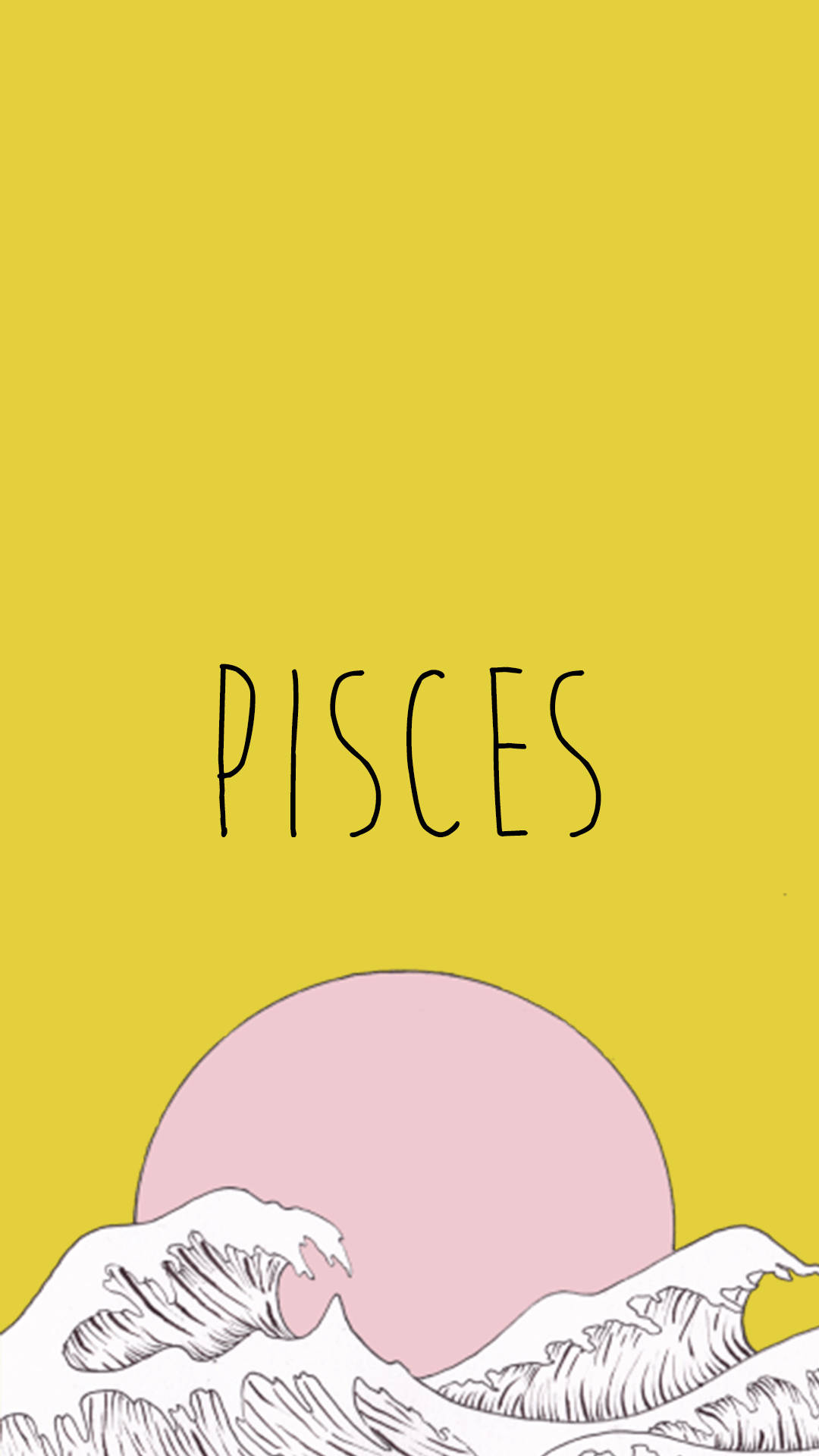 Pisces With Moon And Waves Background