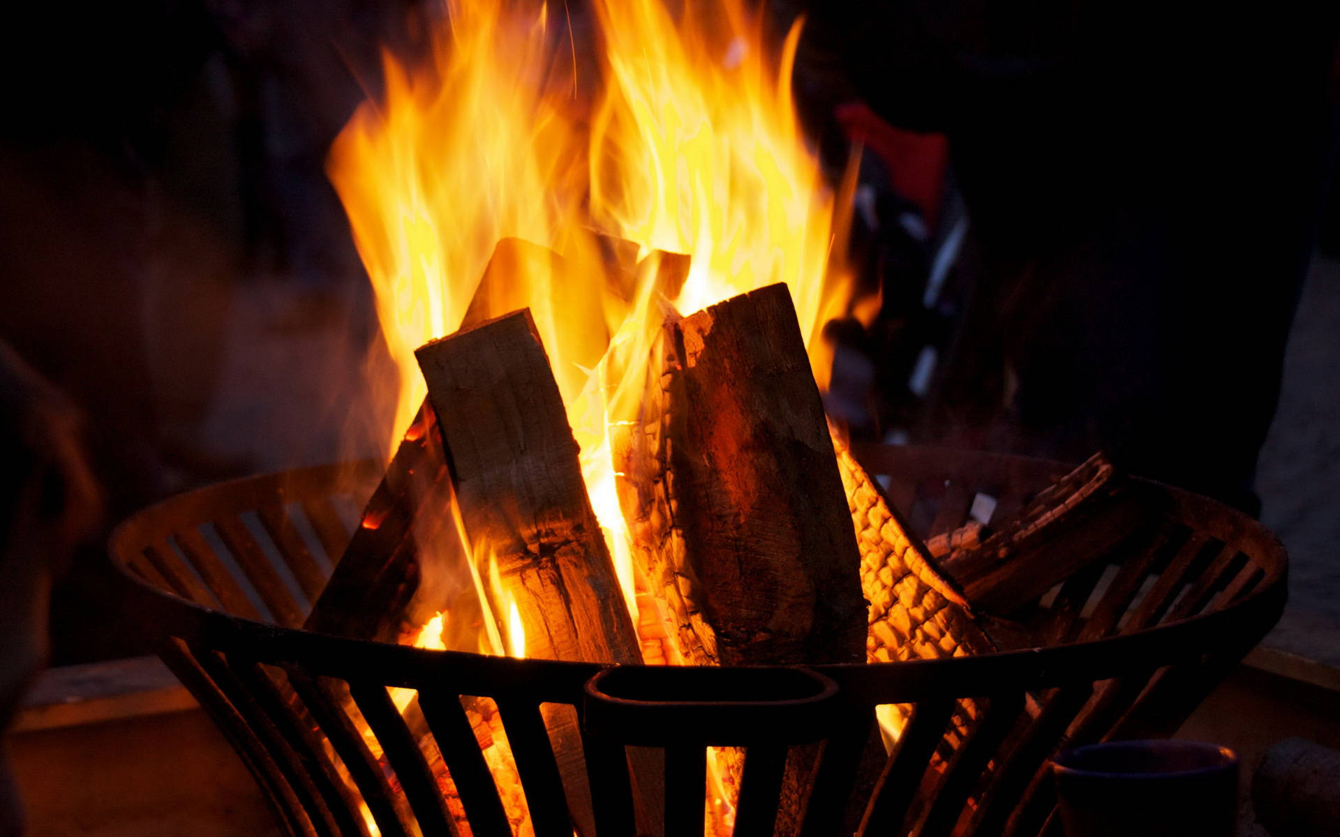 Pit With Wood Fire Background Background