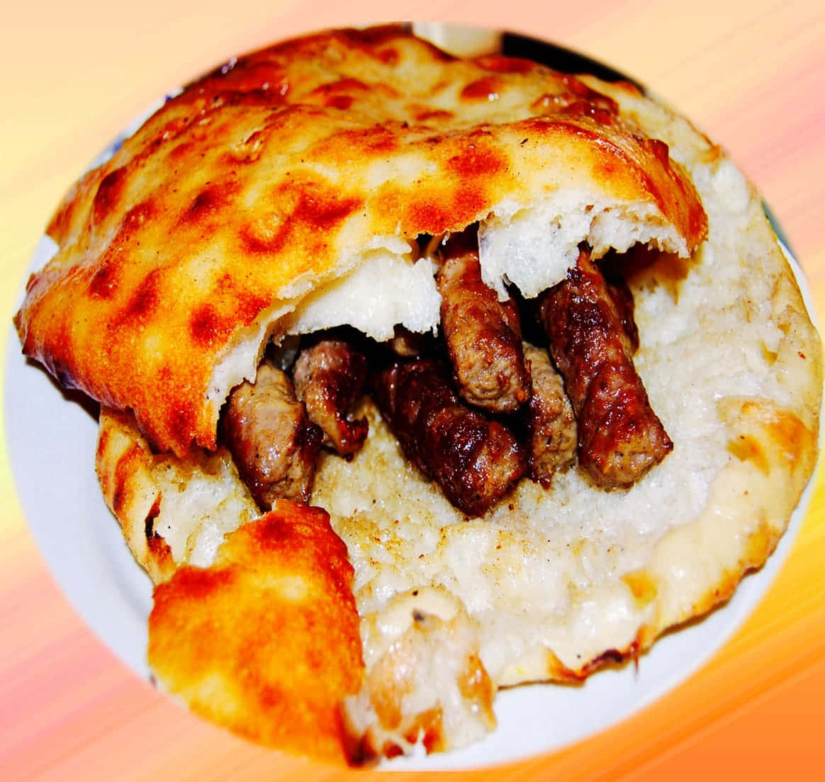 Pita Bread With Grilled Ćevapi Background