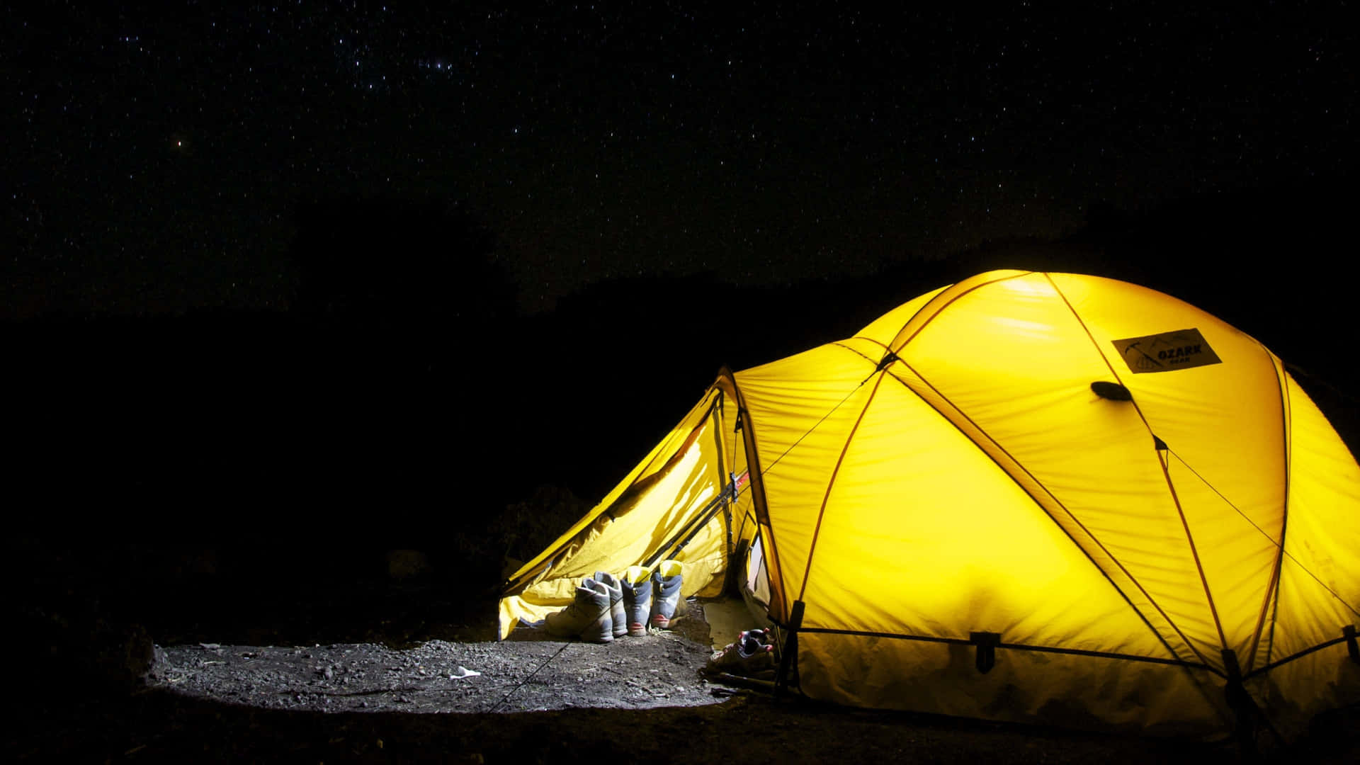 Pitch Black Night Camping Desktop Background