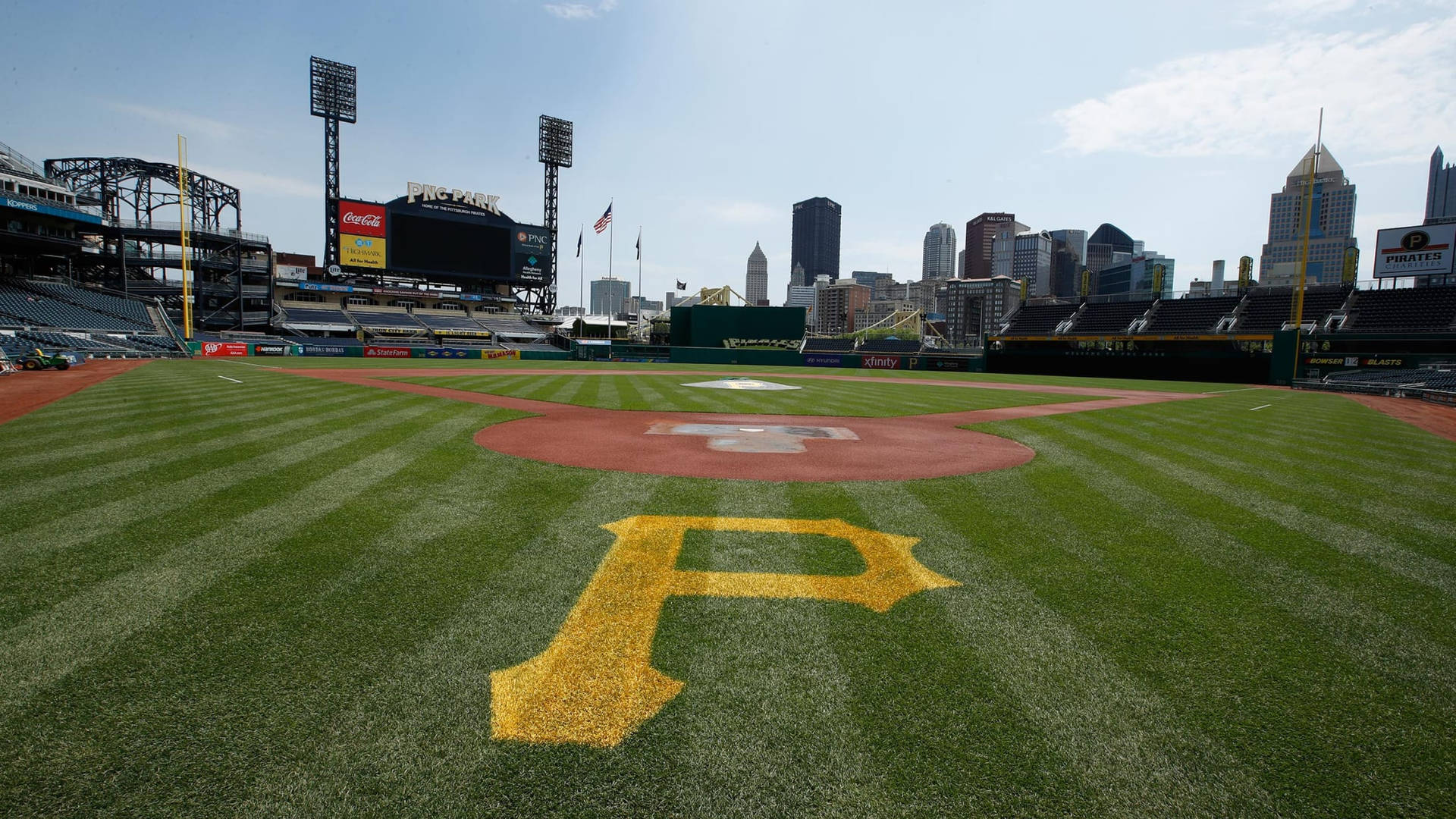 Pittsburgh Pirates Logo On Grass Background