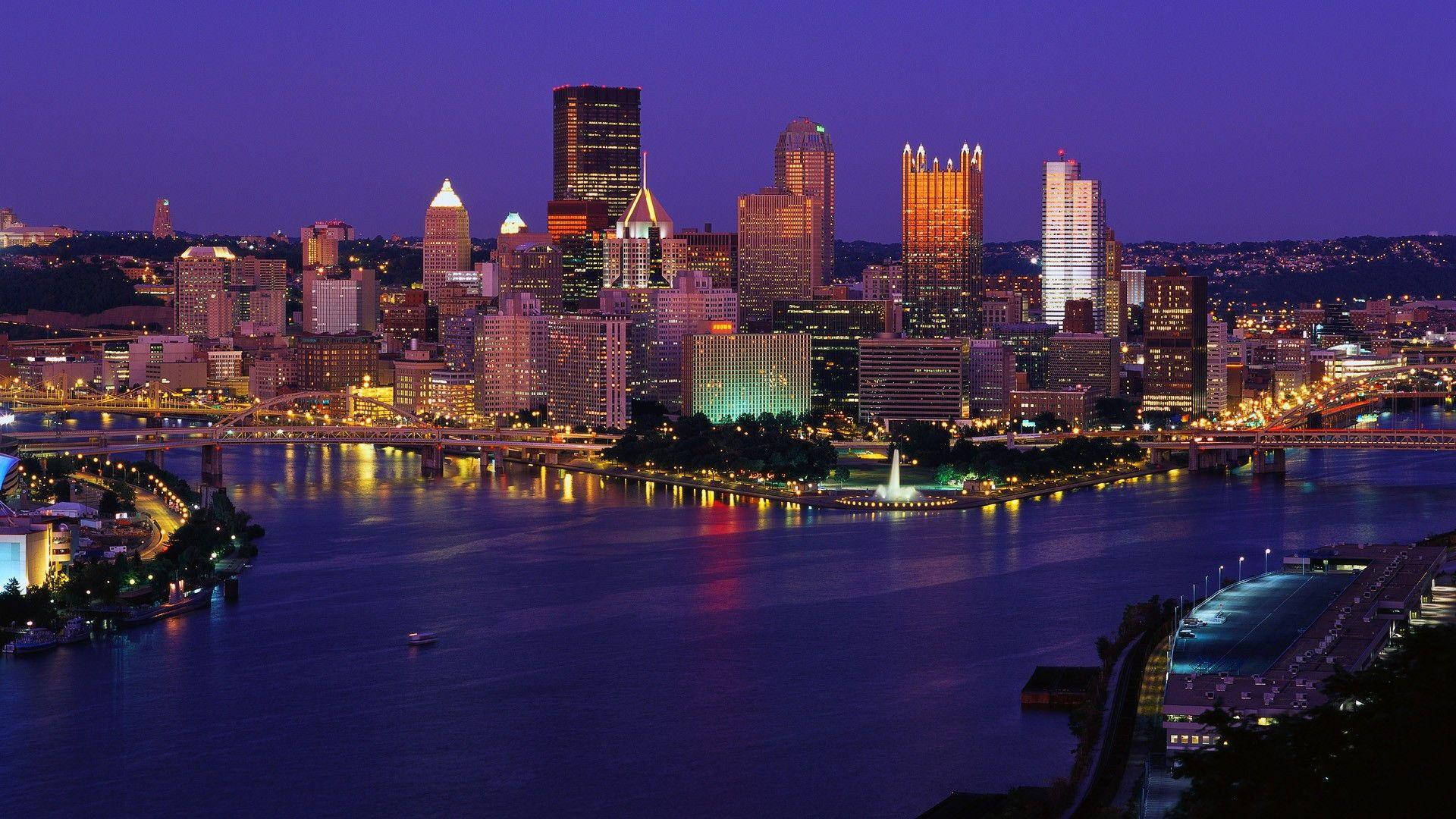 Pittsburgh Skyline At Dusk Background