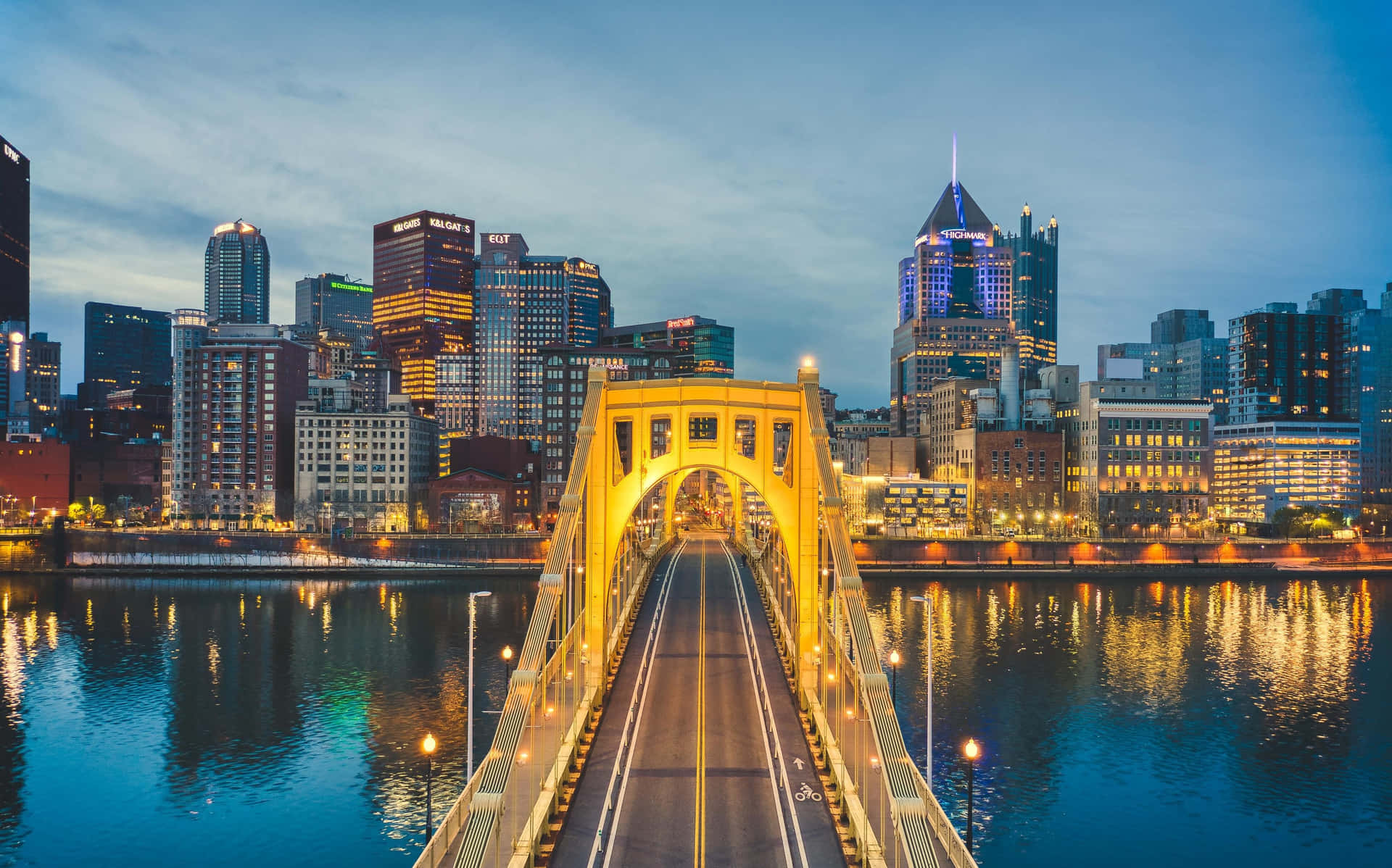 Pittsburgh Skyline From Clemente Bridge Background