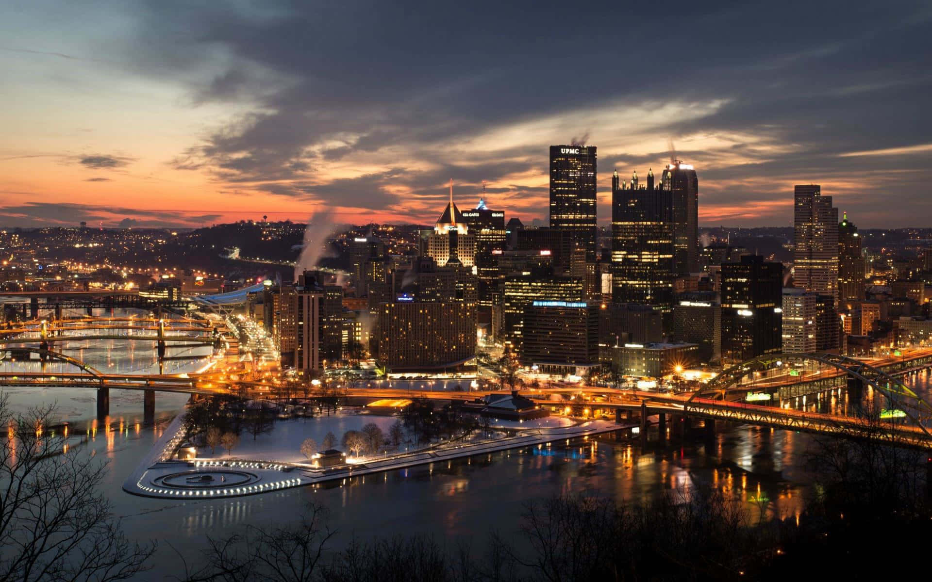 Pittsburgh Skyline Nearing Dust Background