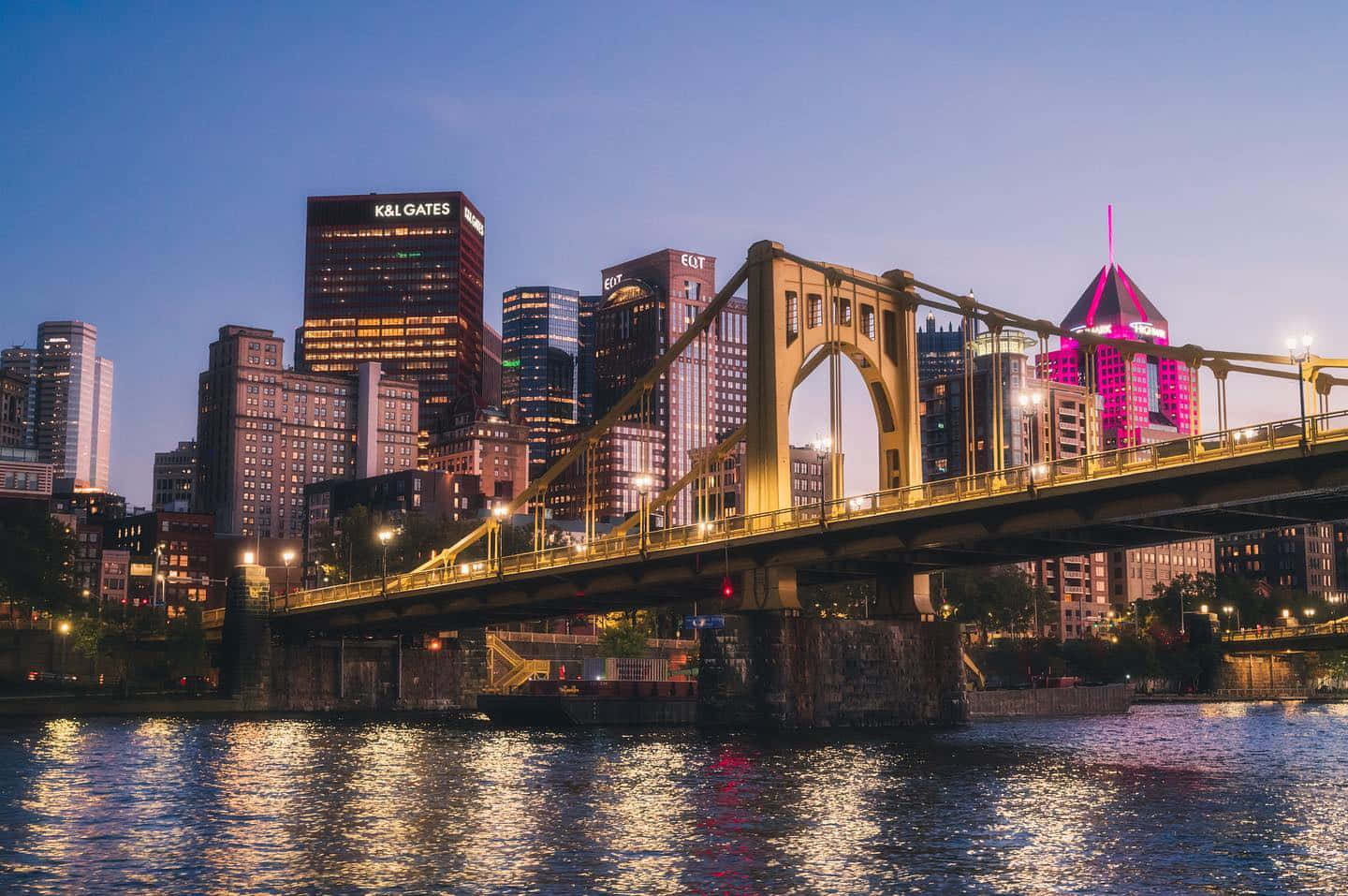 Pittsburgh Skyline Pink Building Background