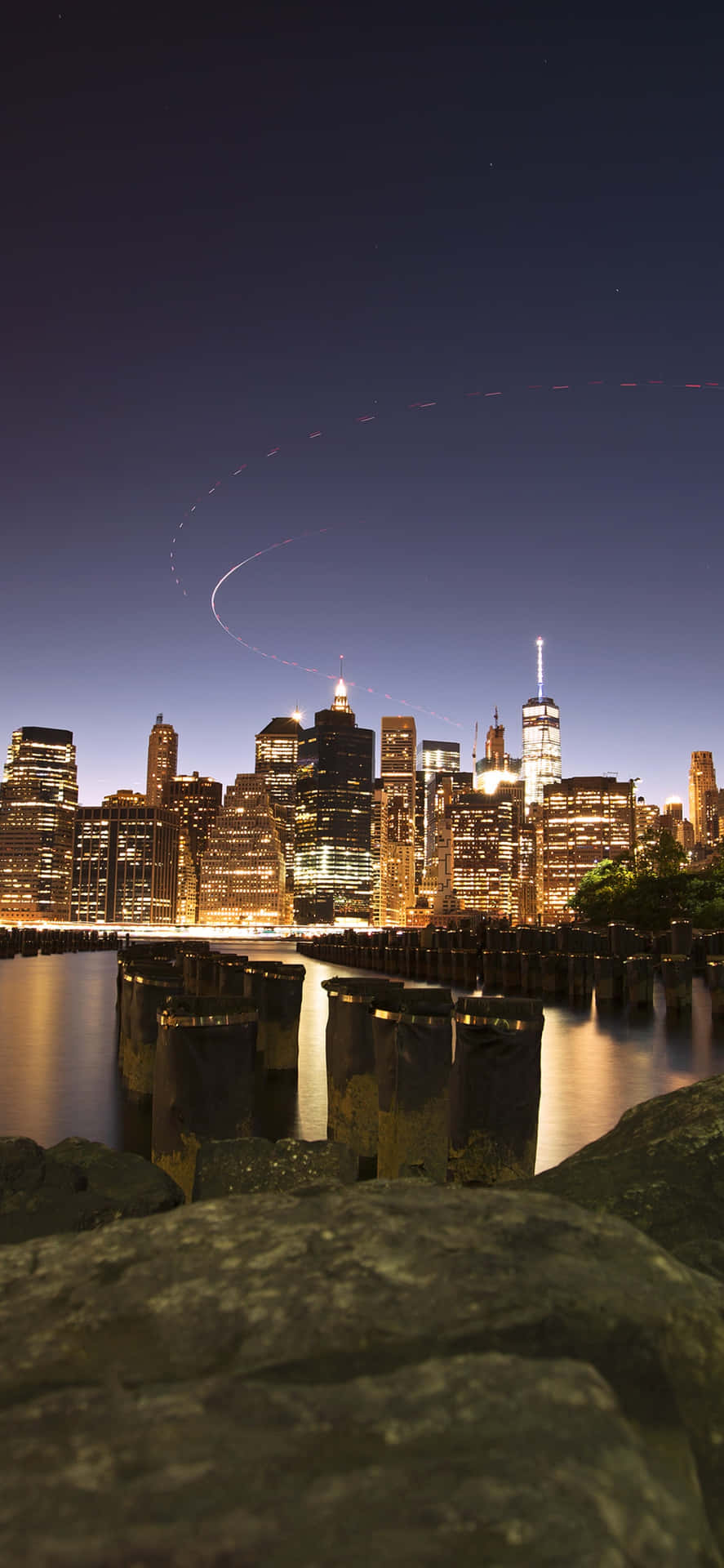 Pittsburgh Skyline With Contrails Background