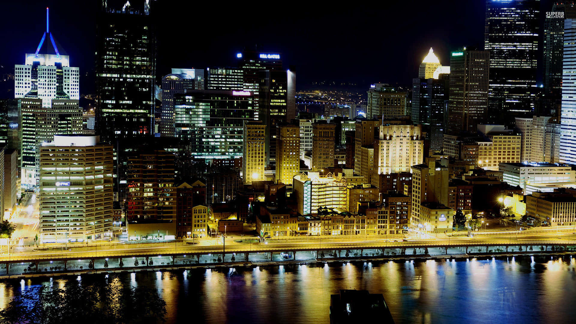 Pittsburgh Skyline With Skyscrapers Background