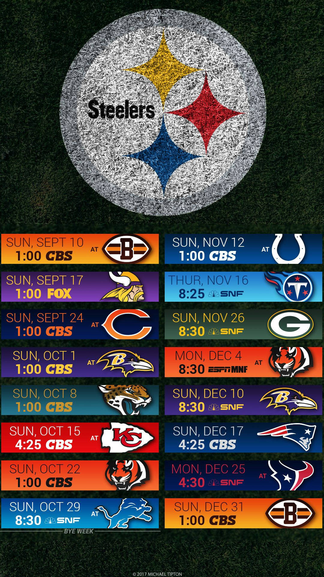 Pittsburgh Steelers 2017 Schedule On Tv Background