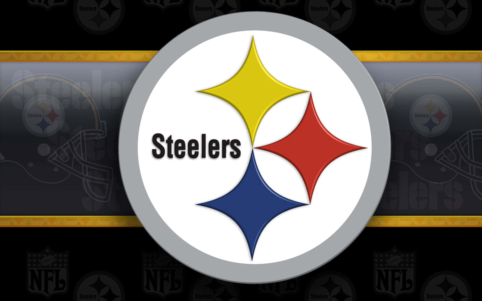 Pittsburgh Steelers Logo On Helmet Flag Background