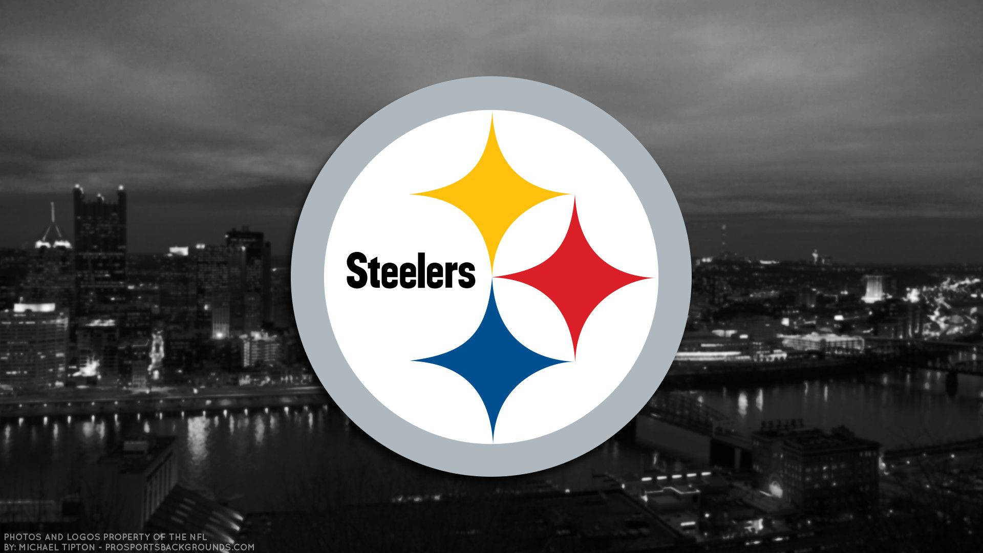 Pittsburgh Steelers Monochrome Cityscape Logo Background