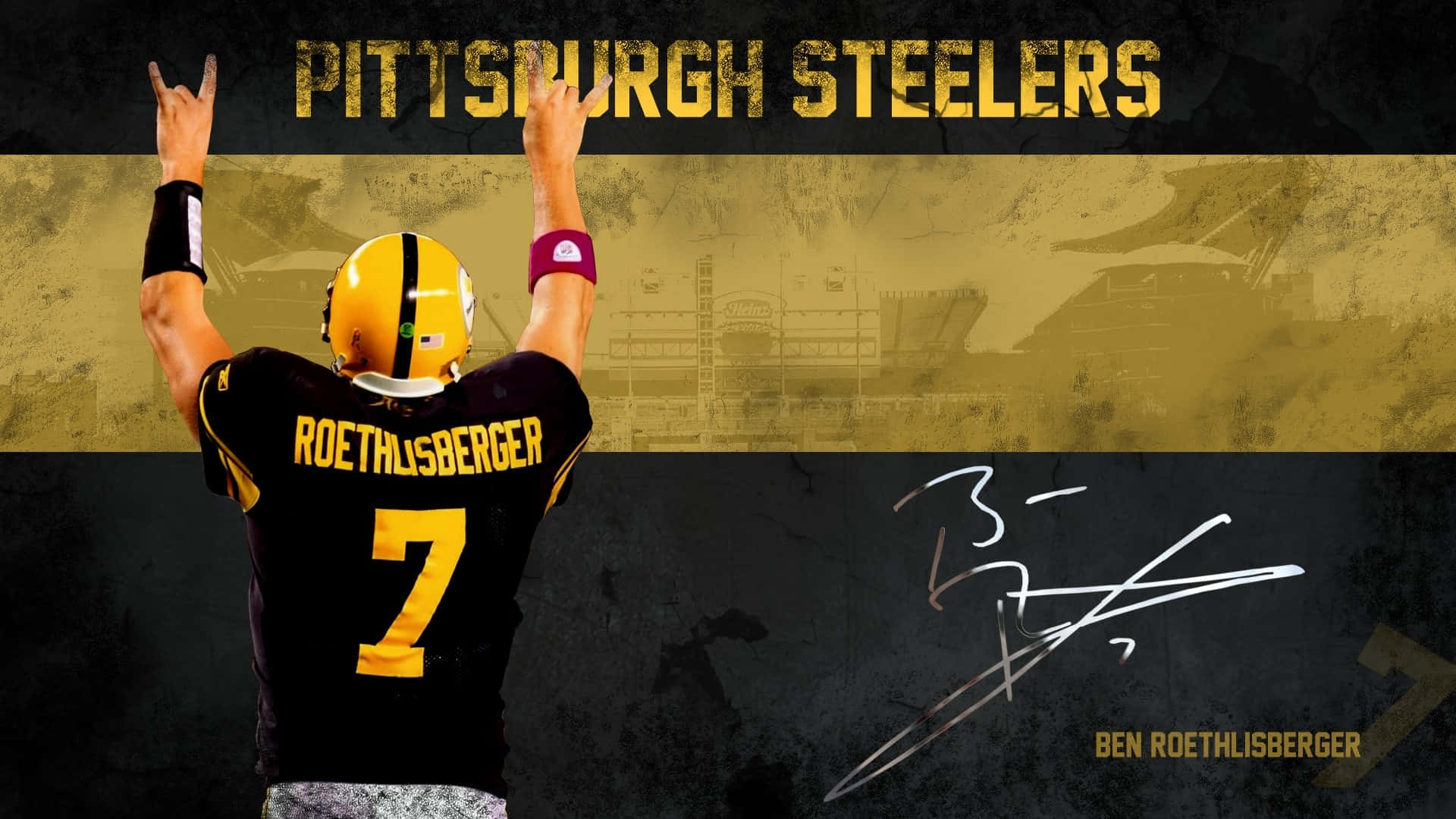 Pittsburgh Steelers Text Logo And Roethlisberger Background