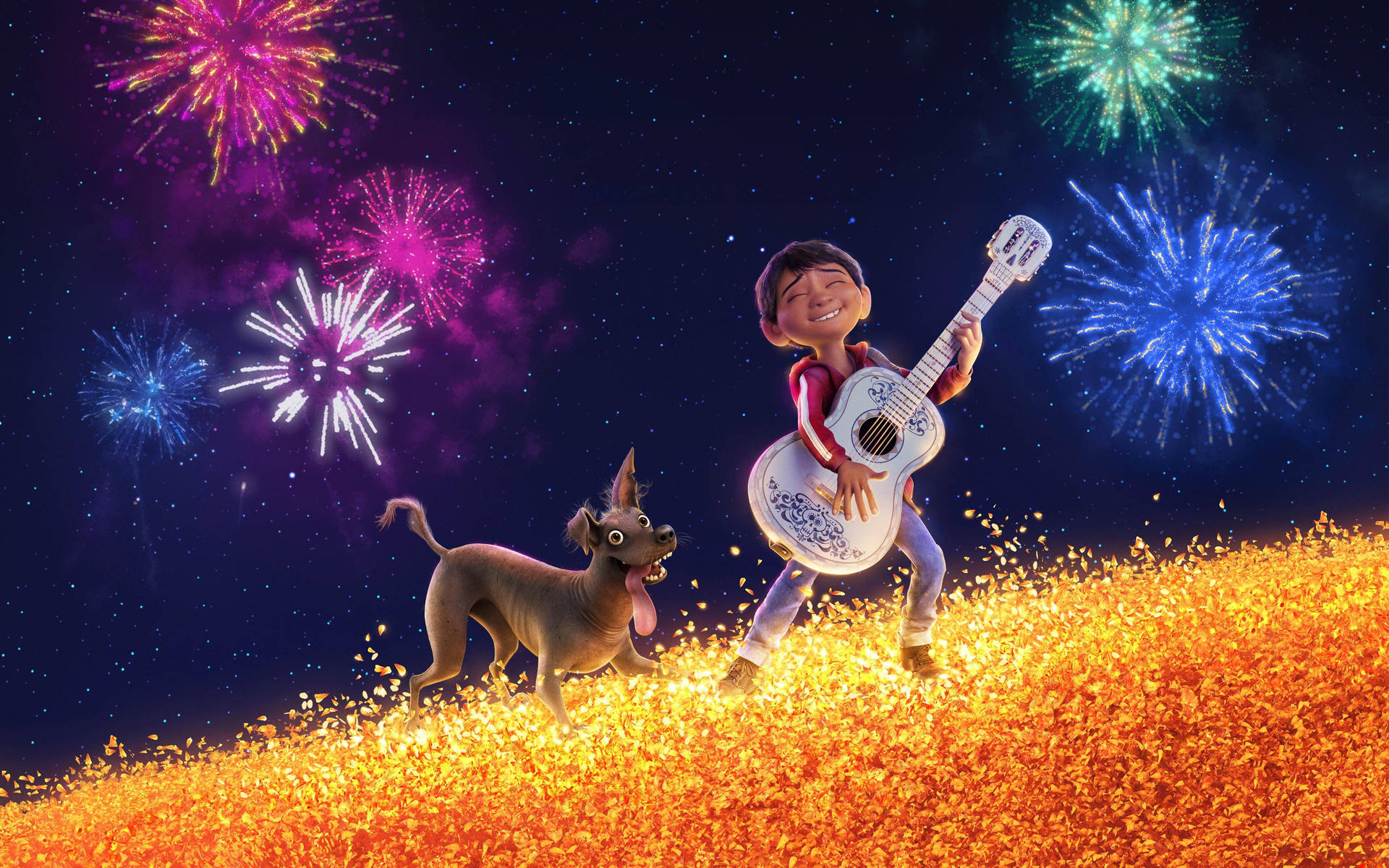 Pixar Mama Coco Miguel Dante Background