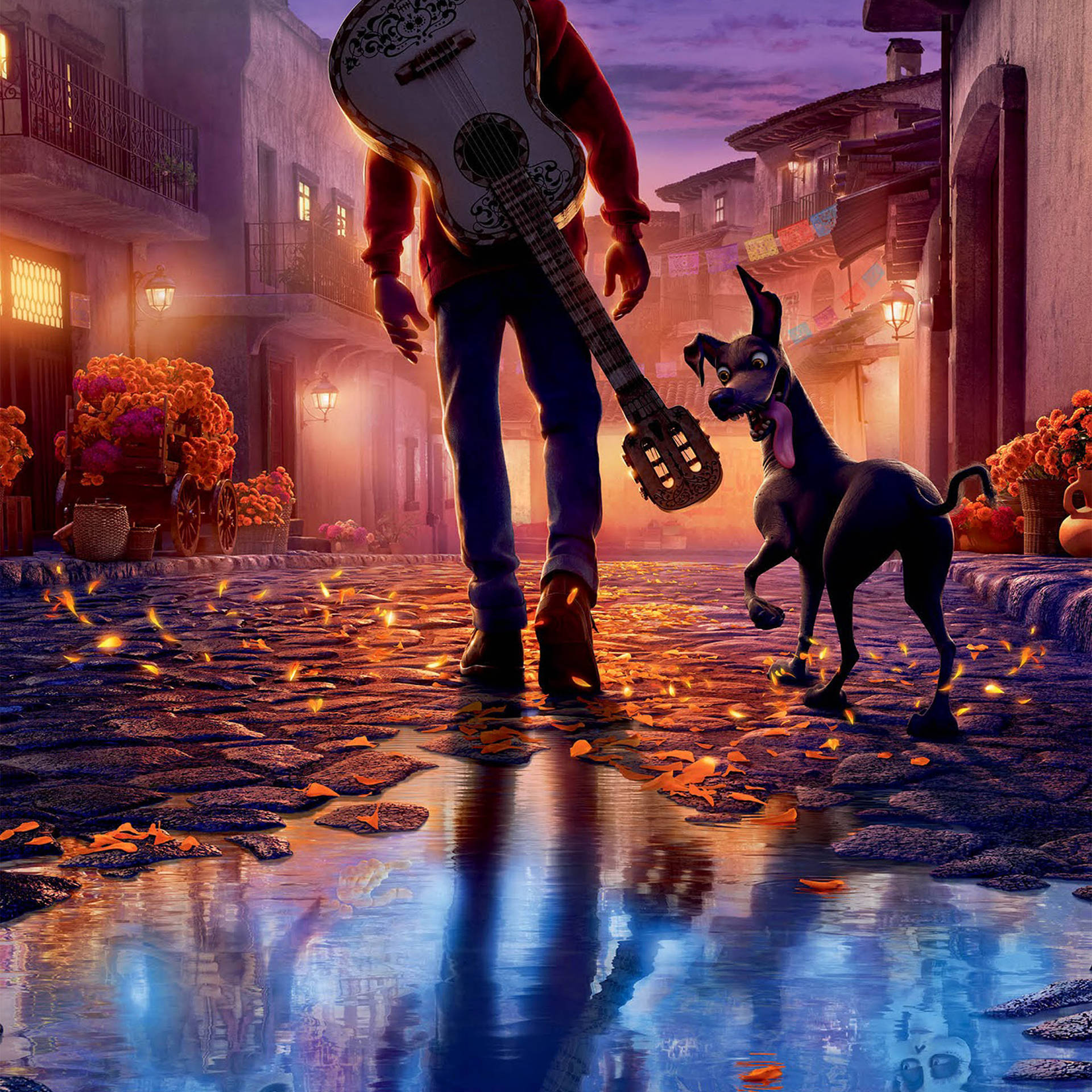 Pixar Mama Coco Miguel & Dante Background