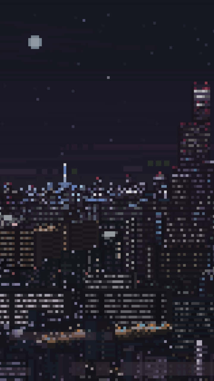 Pixel Art Cityscape Screenshot Background