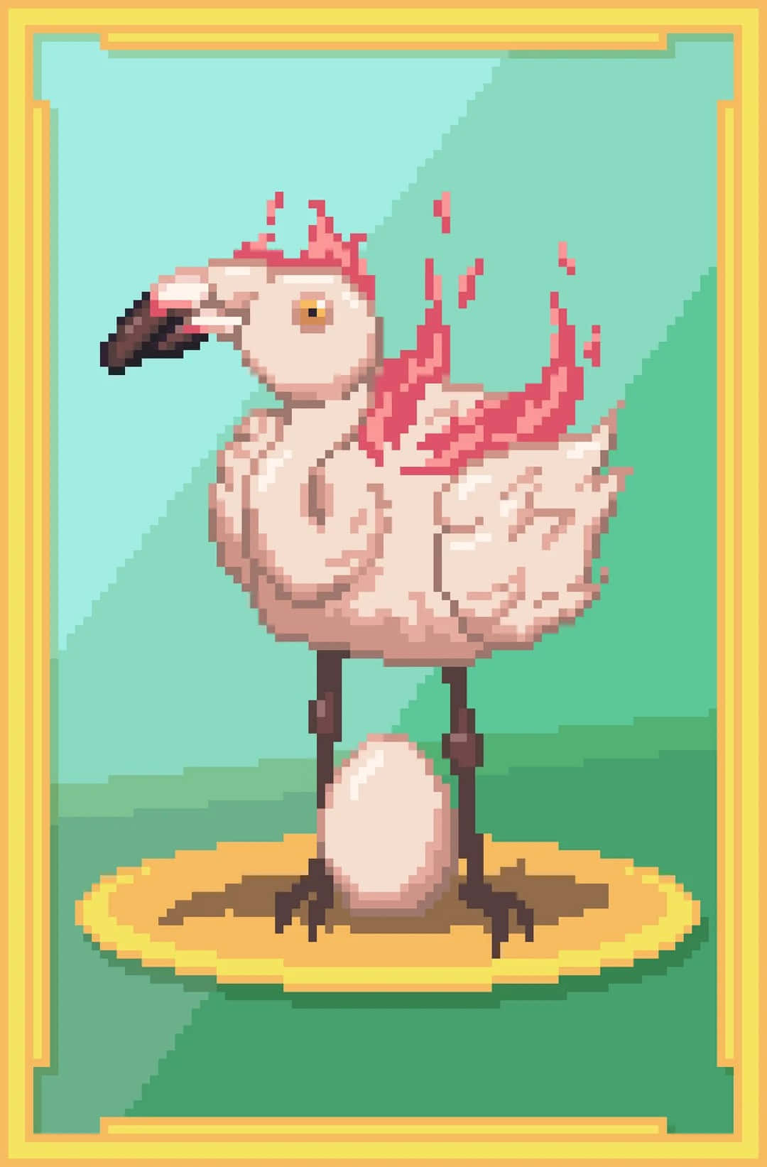 Pixel Art Flamingo Egg Hatching Background