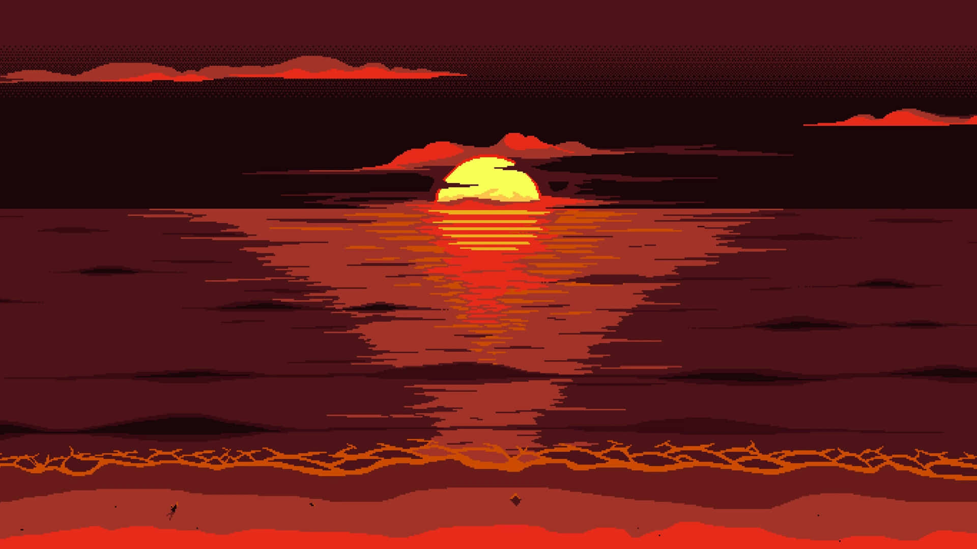 Pixel Beach Orange Sunset