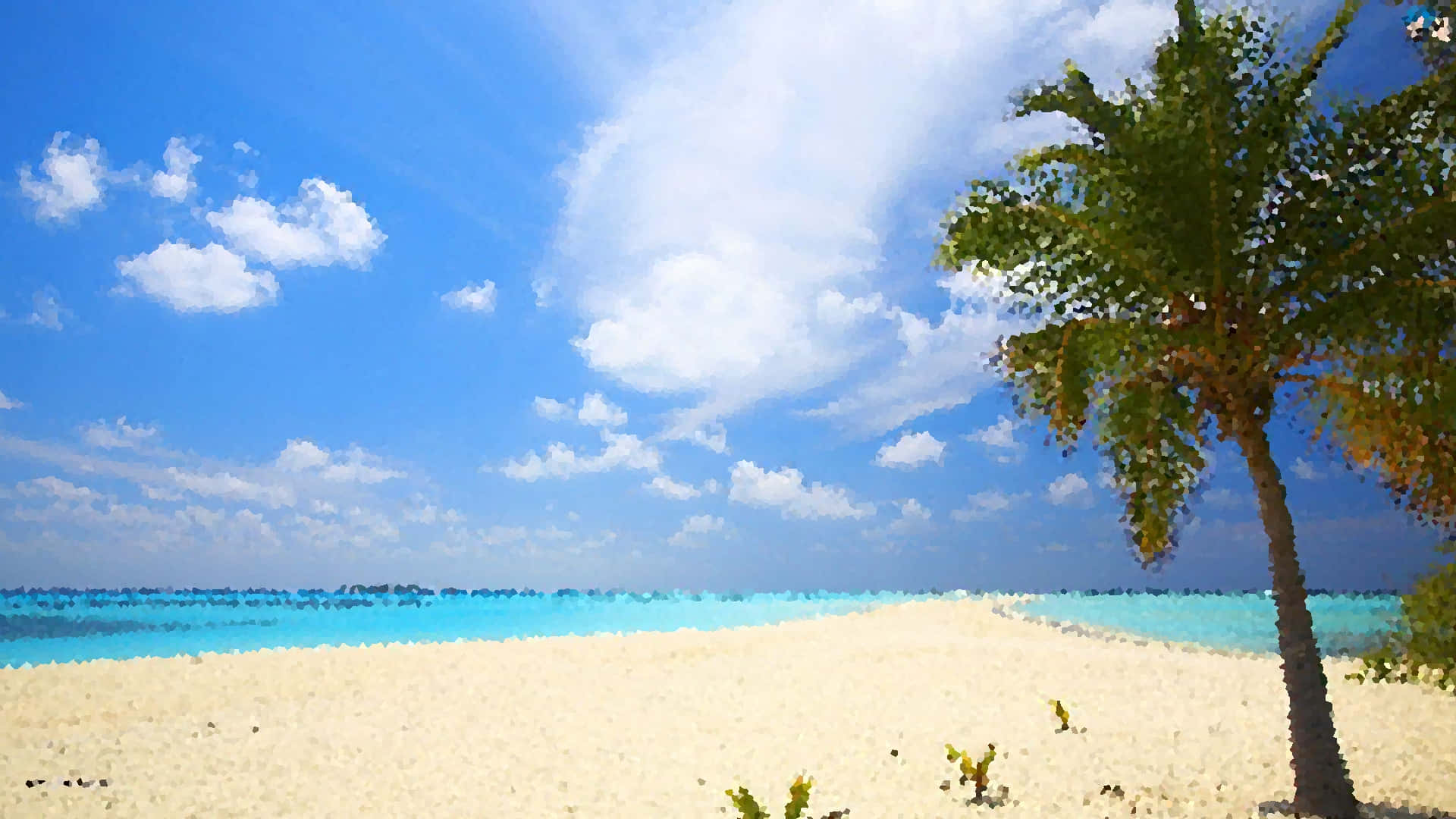 Pixel Beach Palm Tree Background