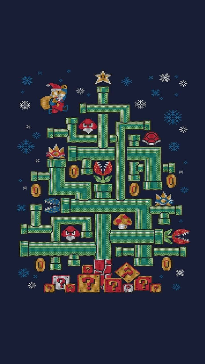 Pixel Christmas Tree Game Background