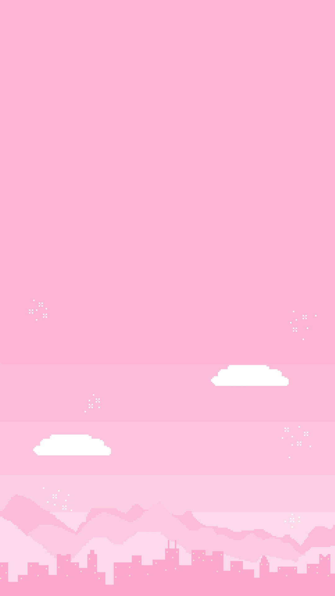 Pixel City In Pink Aesthetic Background