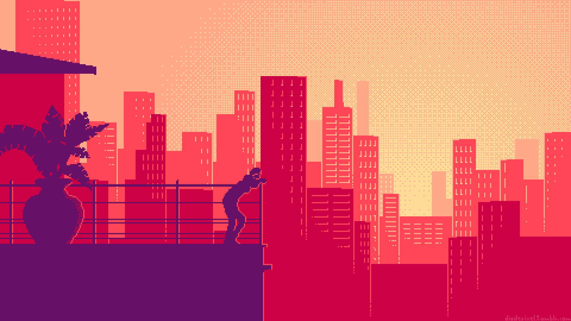 Pixel City Landscapes Background