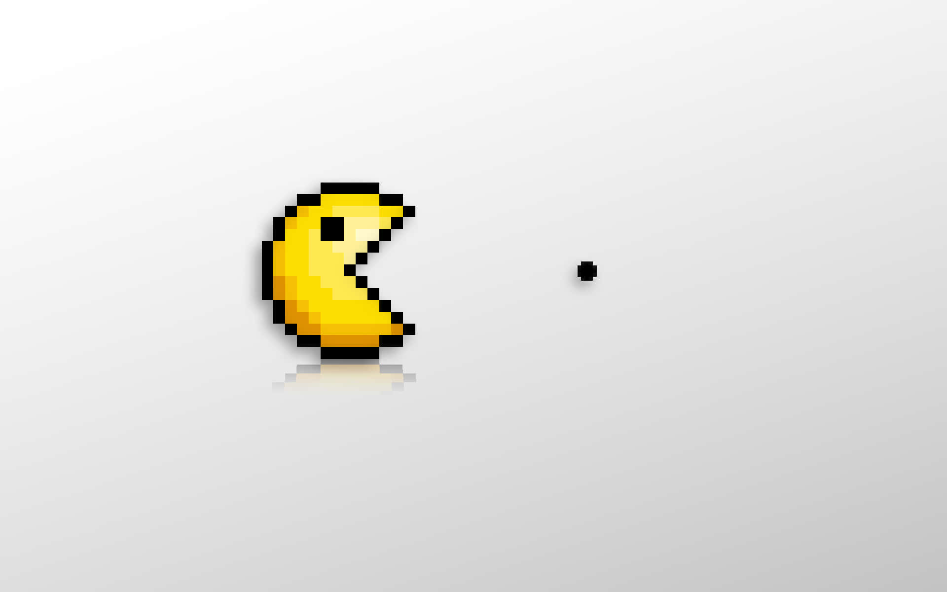 Pixel Pac Man Chasing A Black Dot Background