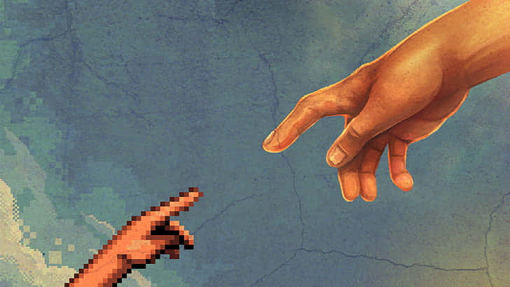 Pixel The Creation Of Adam 4k Background