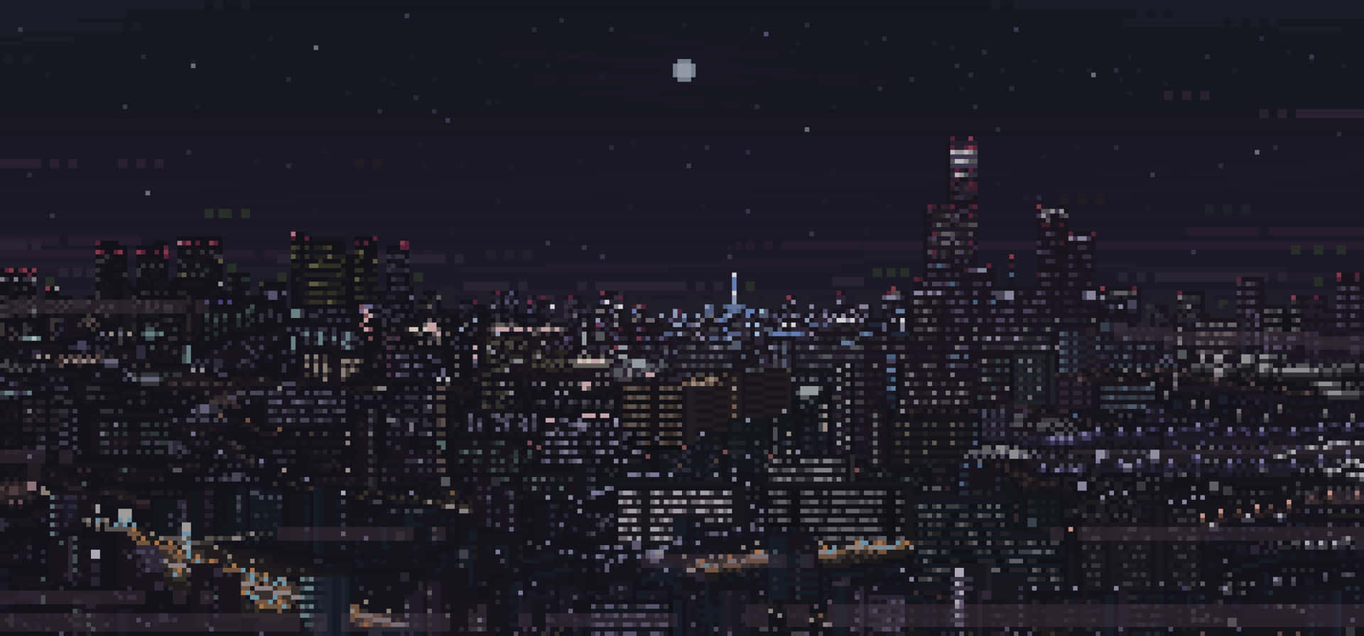 Pixelated Cityscape Hides A Hidden Message Background