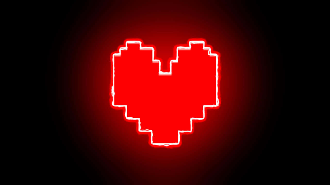 Pixelated Heart Red Glow