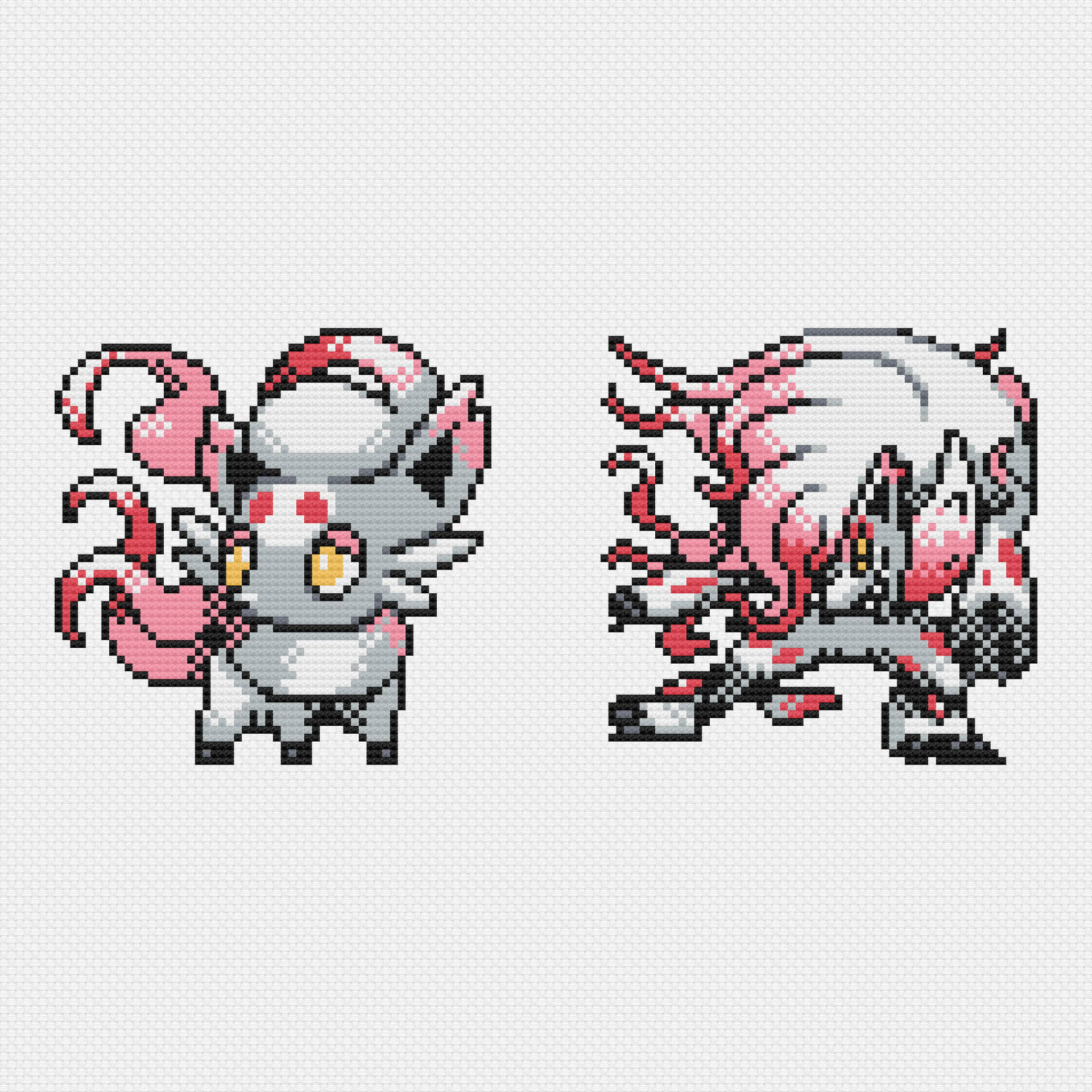 Pixelated Hisuian Zorua And Zoroark Background