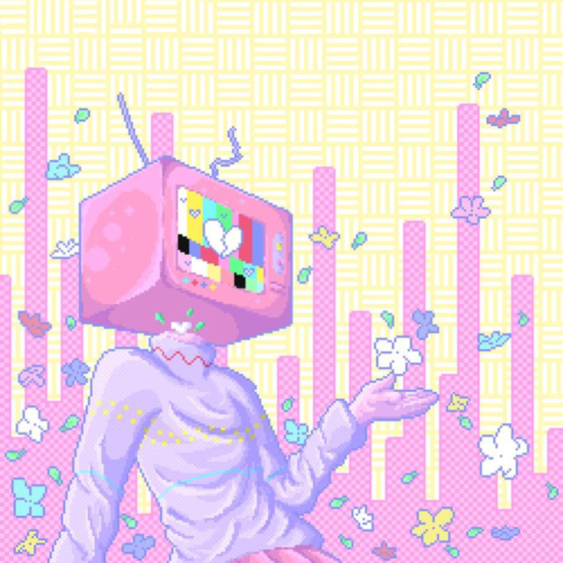 Pixelated Tv Head Background