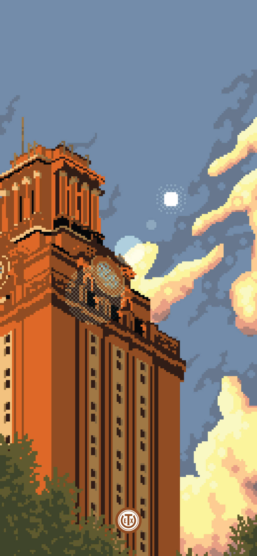 Pixelated University Of Texas Clock Tower Background