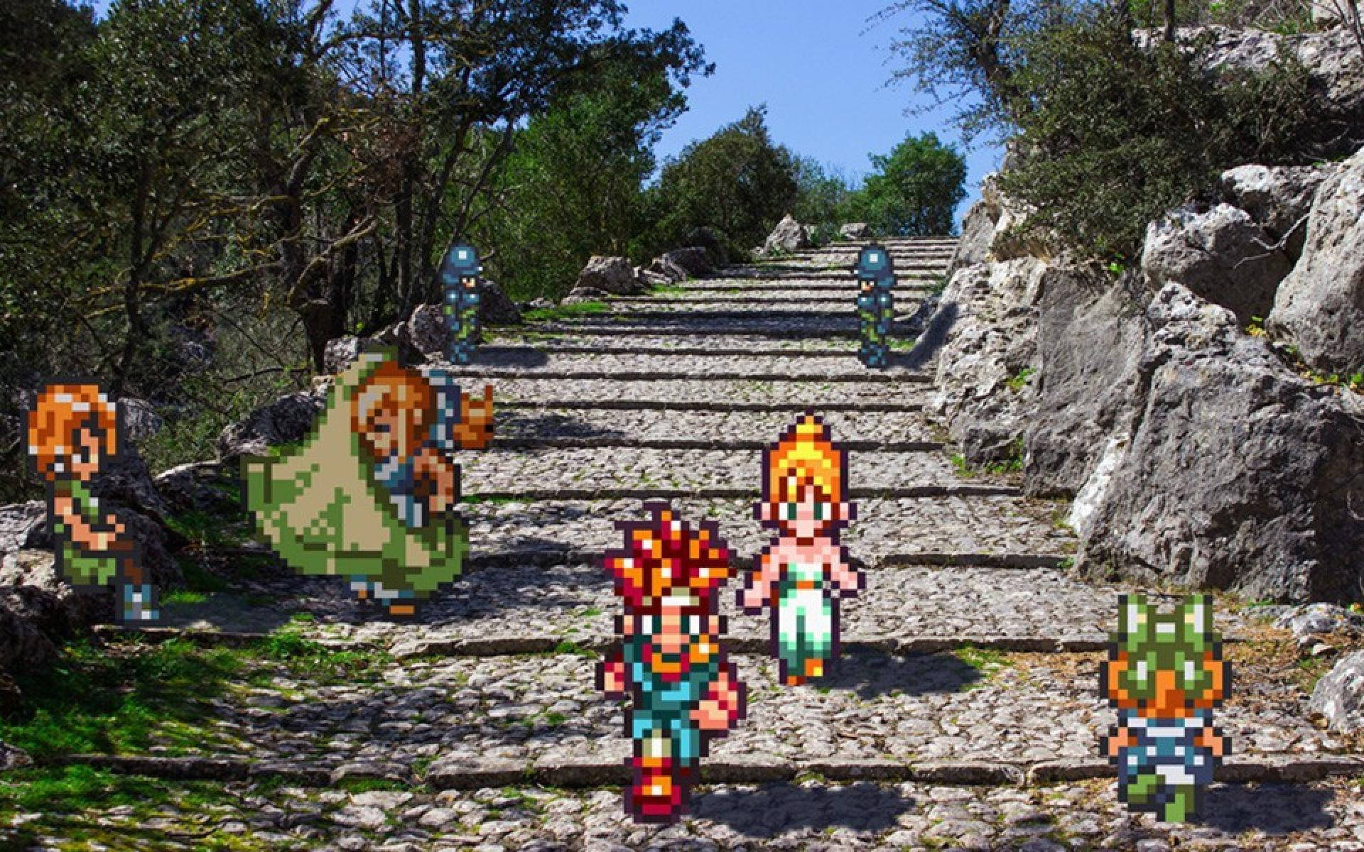 Pixilated Chrono Trigger Characters Background