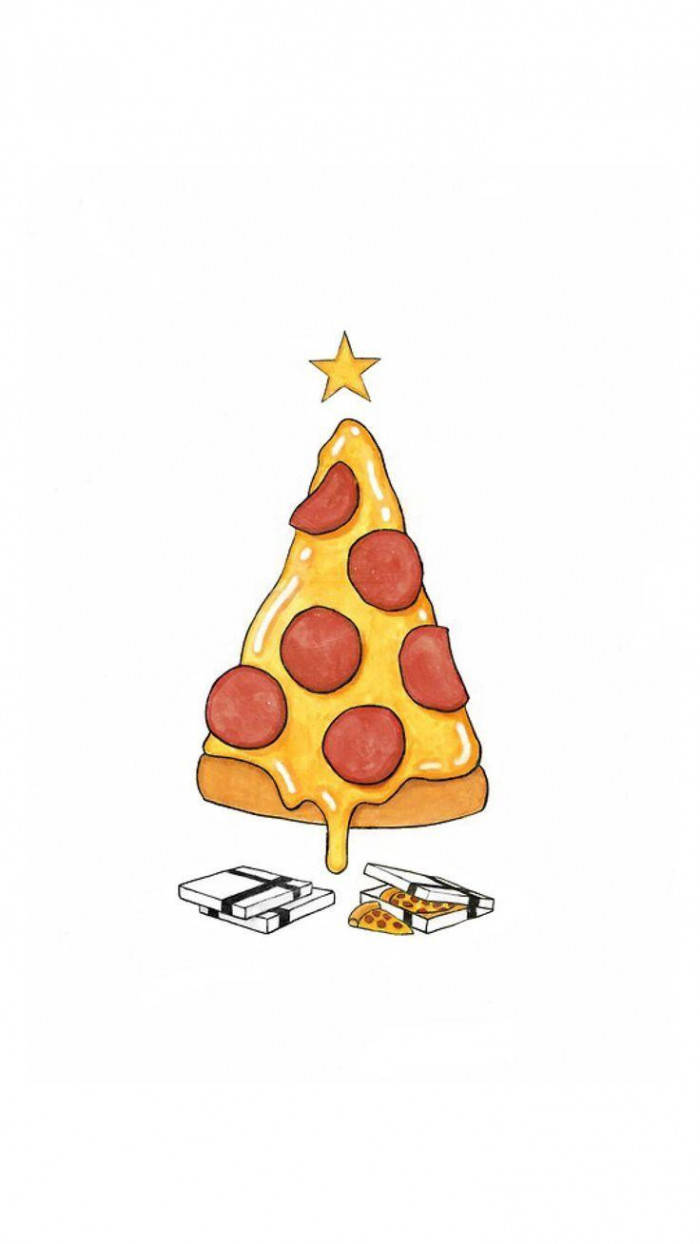 Pizza Christmas Tree Funny Phone Background
