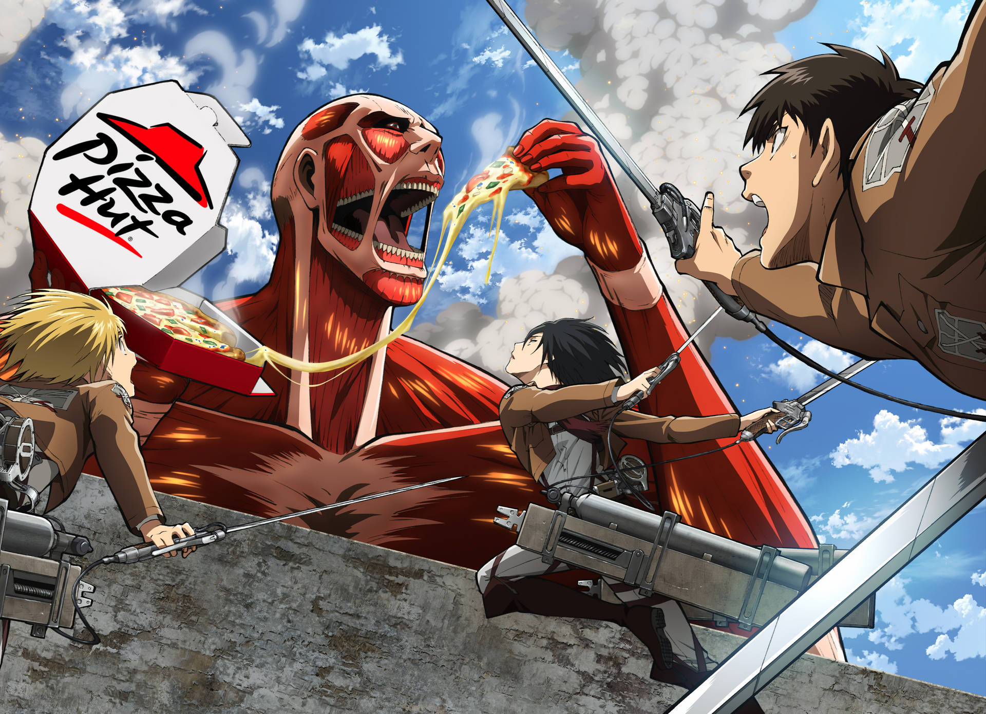 Pizza Hut Attack On Titan Colossus Background