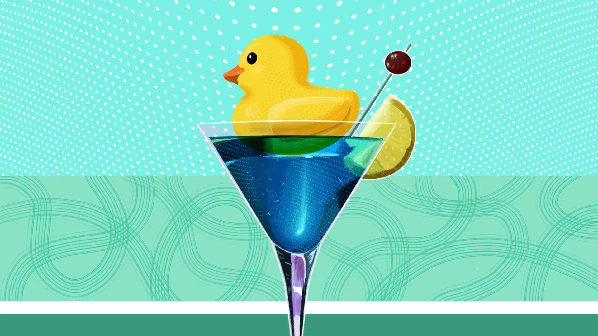 Placid Duck On A Cocktail Drink