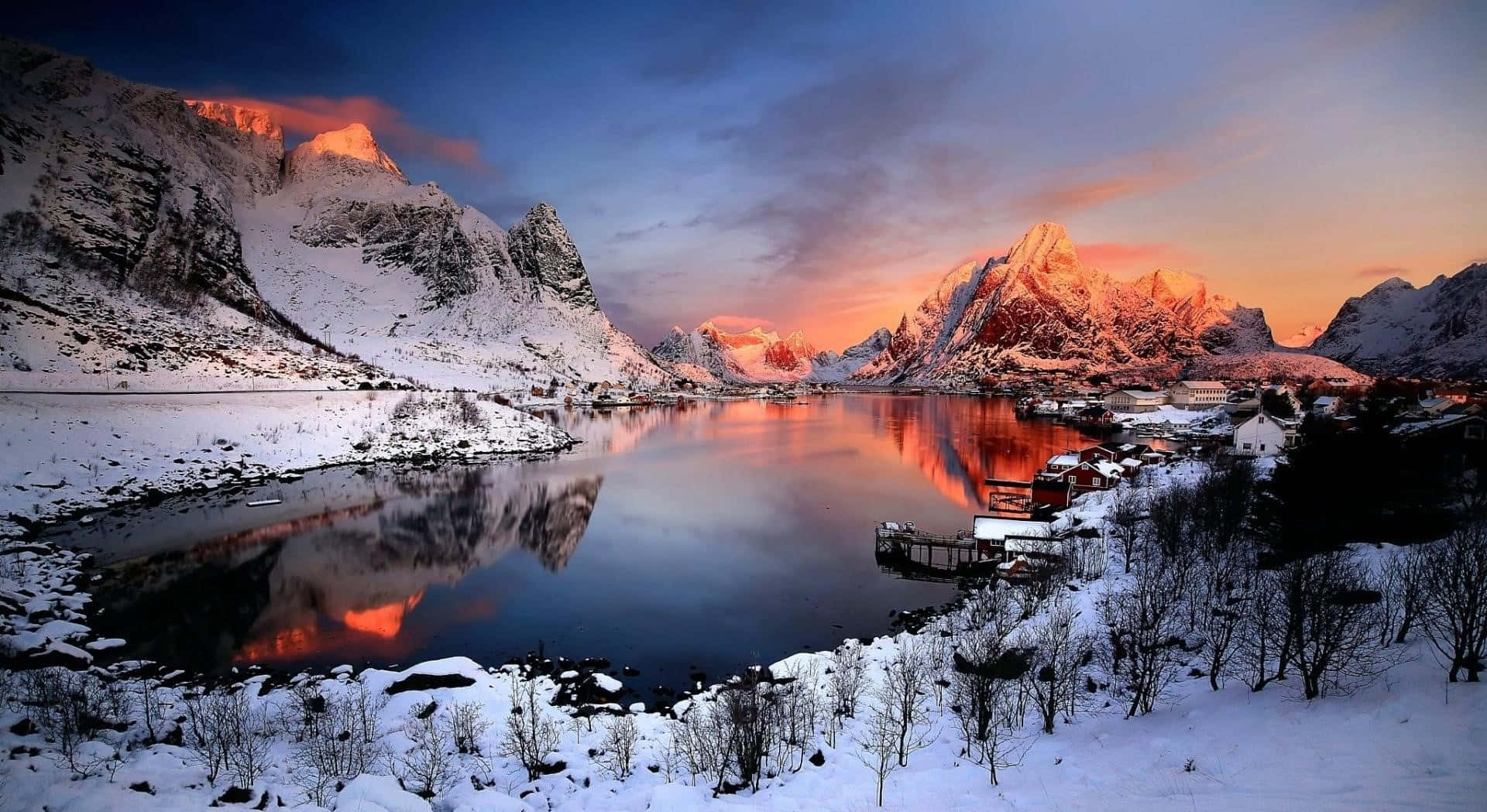 Placid Lake In Norway Background