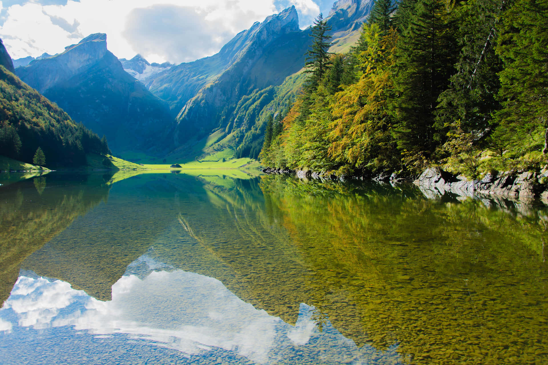 Placid Lake Of Seealpsee Background