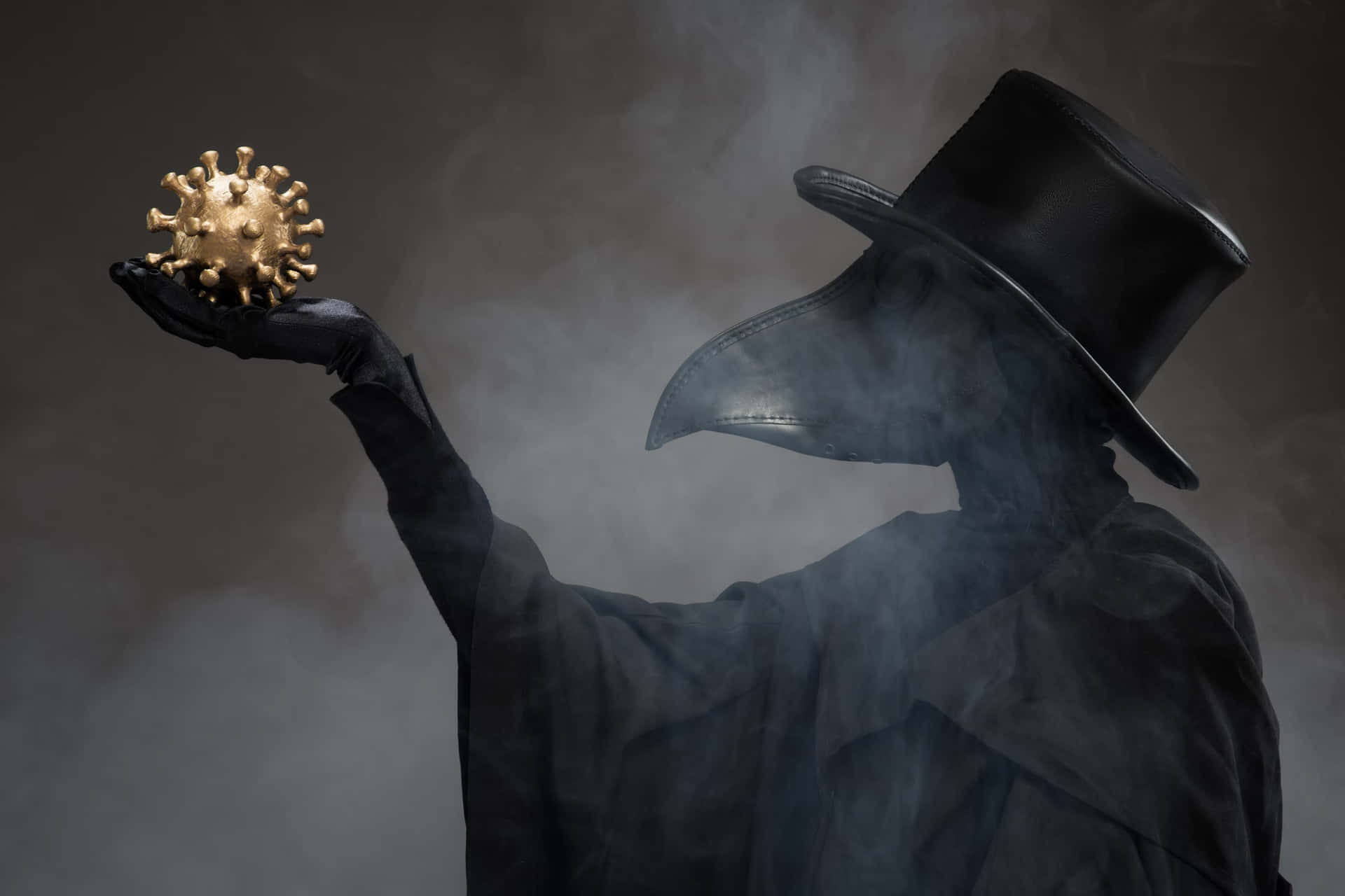 Plague Doctor Holding Virus Model Background