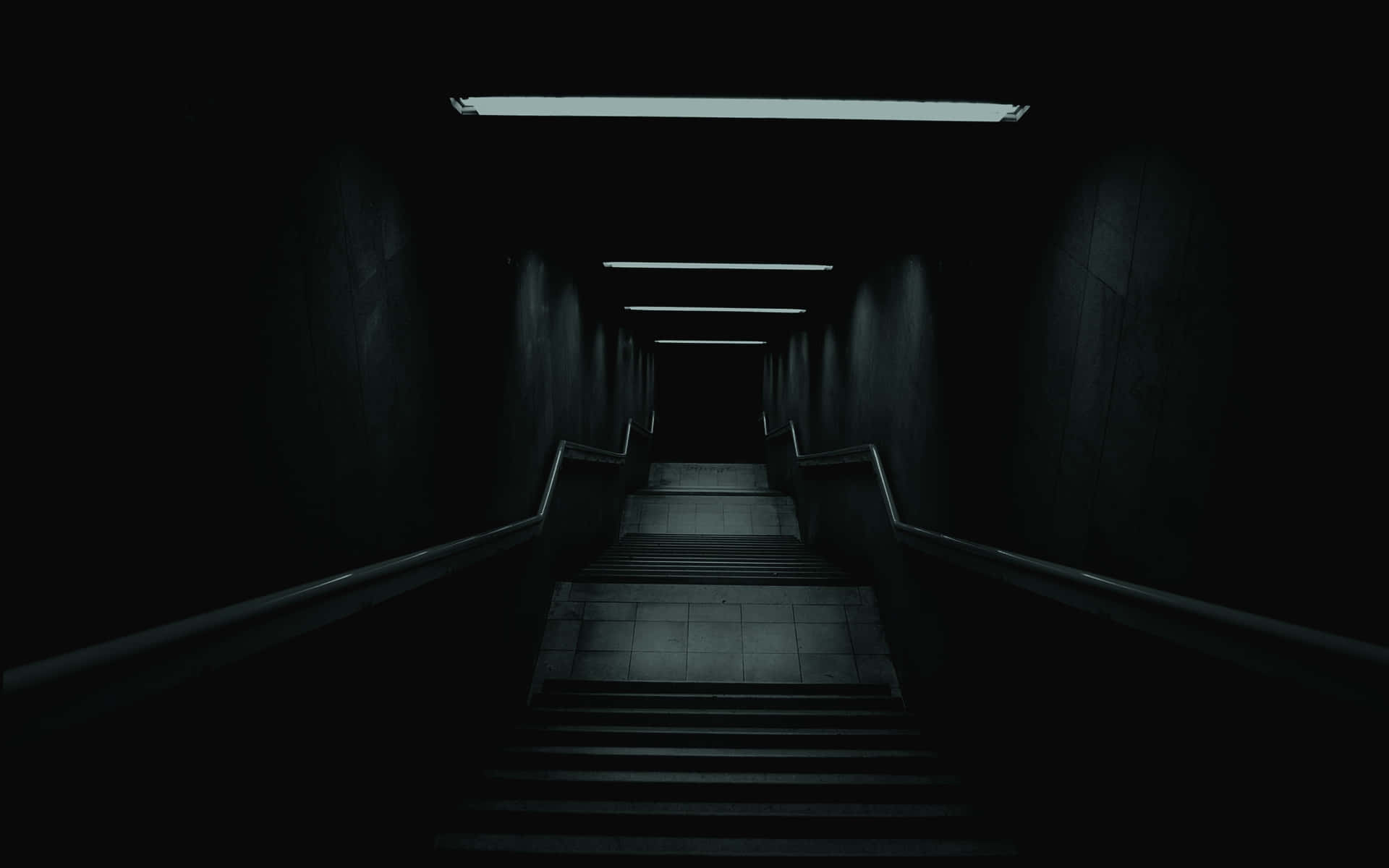 Plain Black Desktop With A Hallway Background