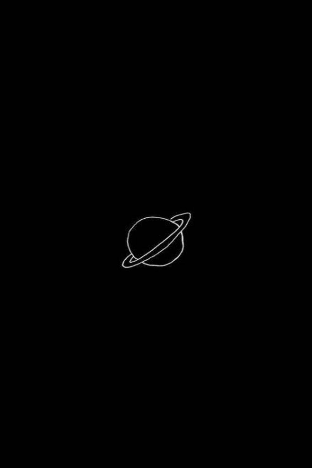 Plain Black Iphone Cartoon Saturn Background