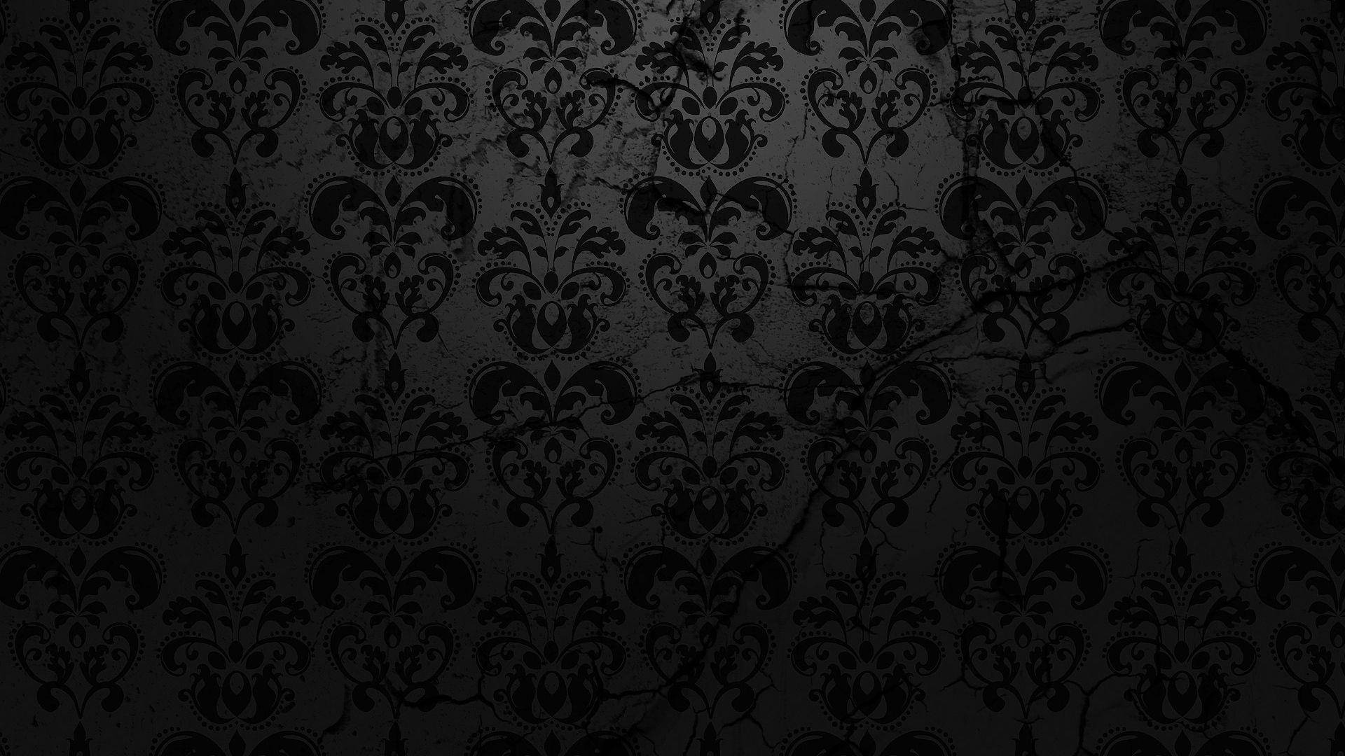 Plain Black With Ornate Floral Pattern Background